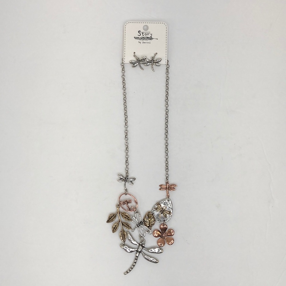 Story By Davinci Gold/Silver Dragonfly Necklace - Picture 3 of 6